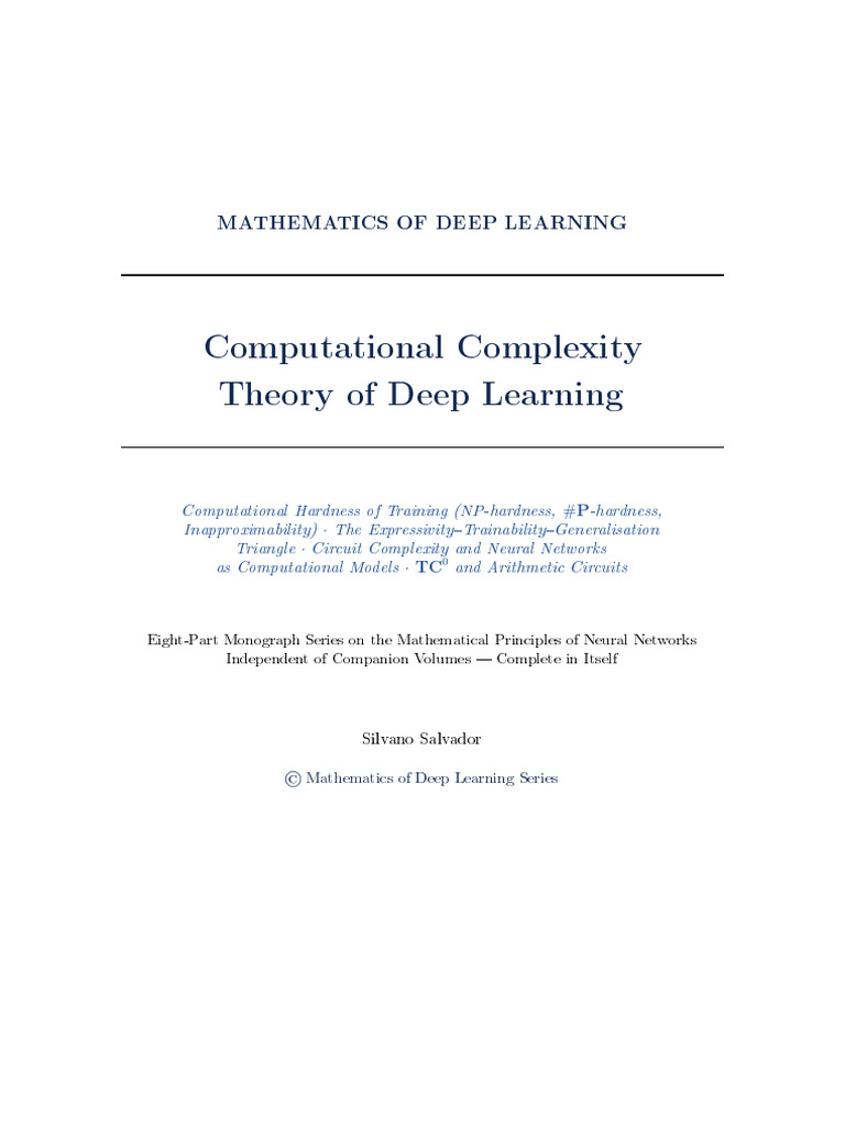Mathematics of Deep Learning — Computational Complexity Theory of Deep ...