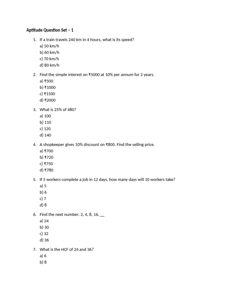 Aptitude Question Set1 | PDF