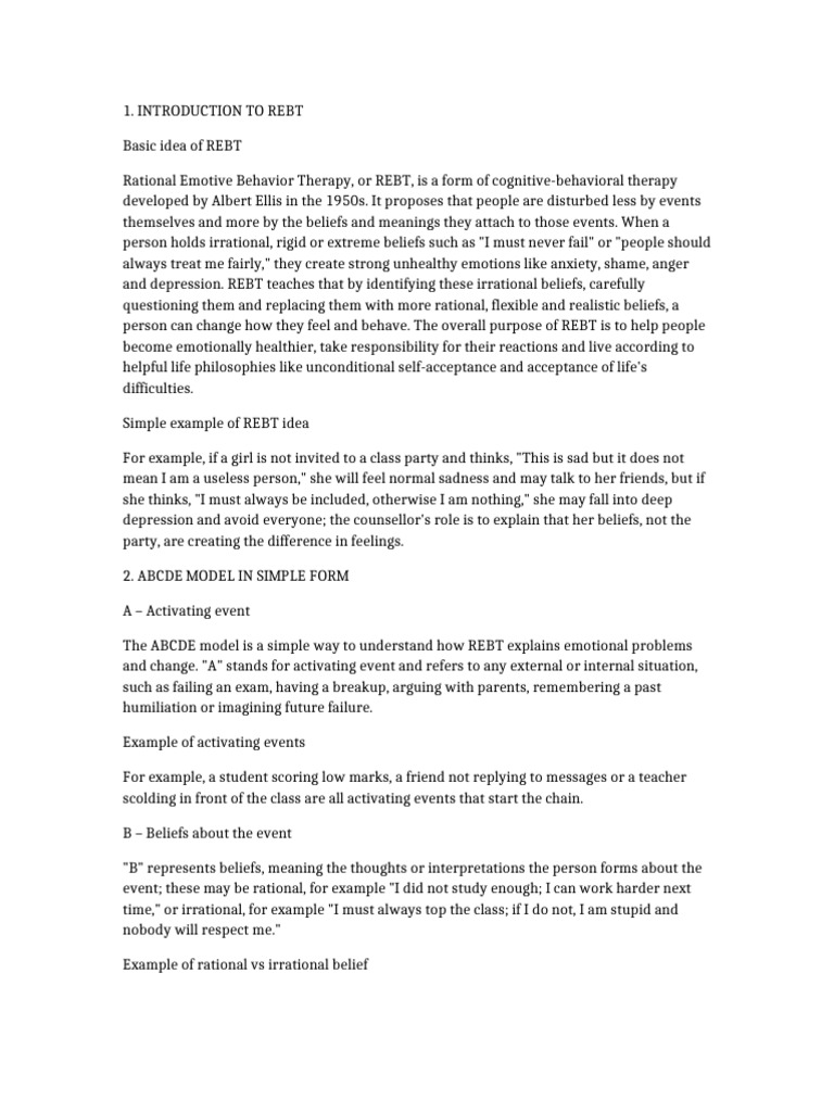 REBT Notes With Subheadings | PDF | Rational Emotive Behavior Therapy ...