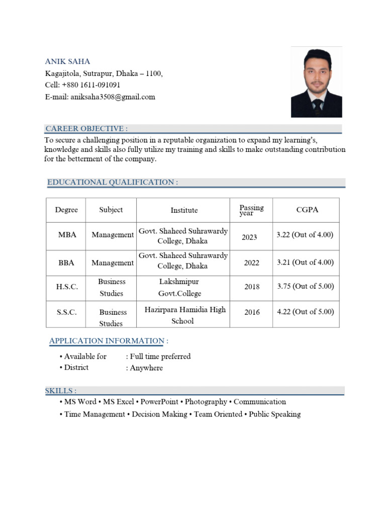 anik cv.pdf (1) | PDF