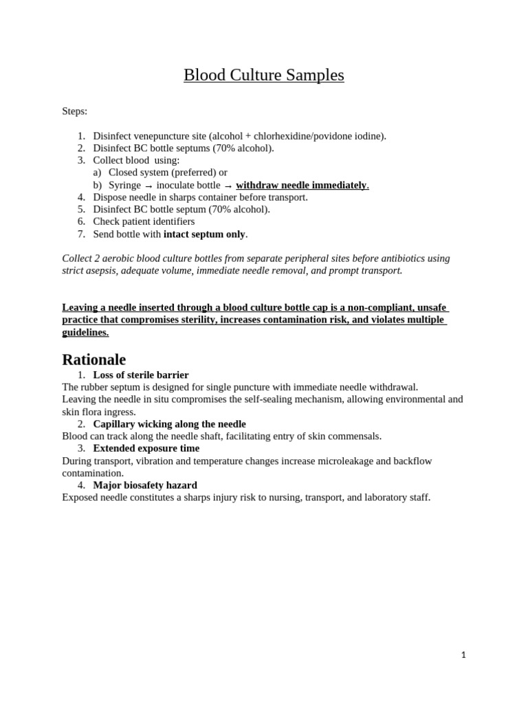 Blood Culture Samples Advisory | PDF | Medical Specialties | Clinical ...