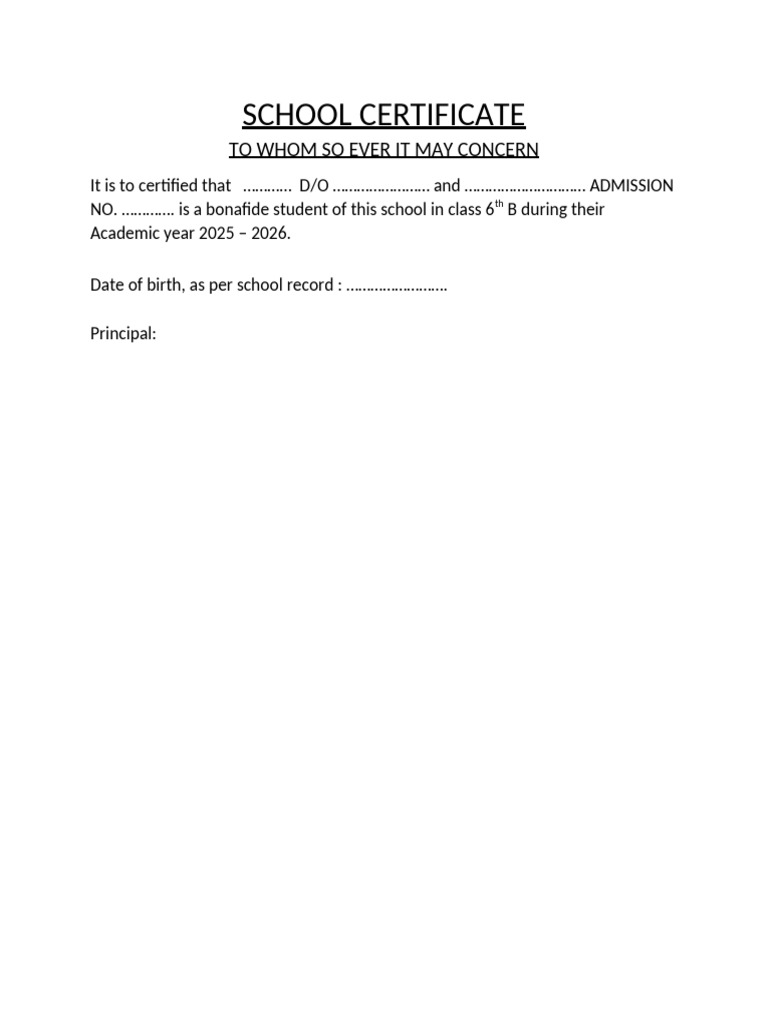 School Certificate | PDF