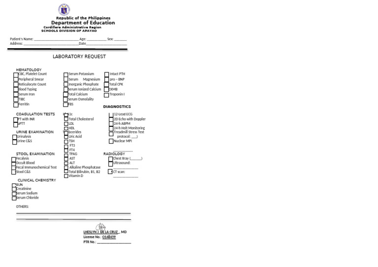 Laboratory Request | PDF