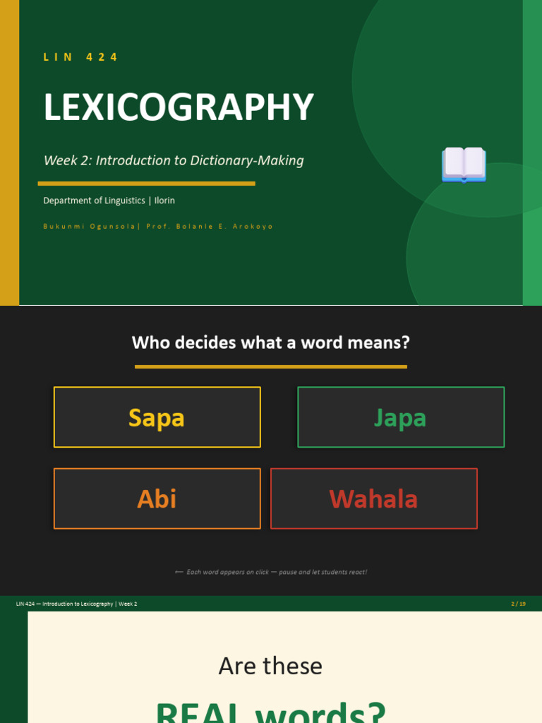 Lexicography_LIN424_Week2_1774728253 | PDF | Lexicography | Dictionary