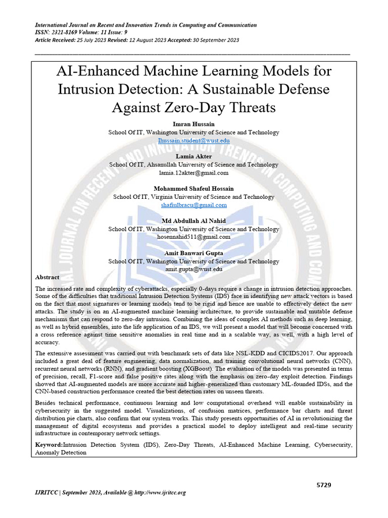 AI Enhanced Machine Learning Models for Intrusion Detection a ...