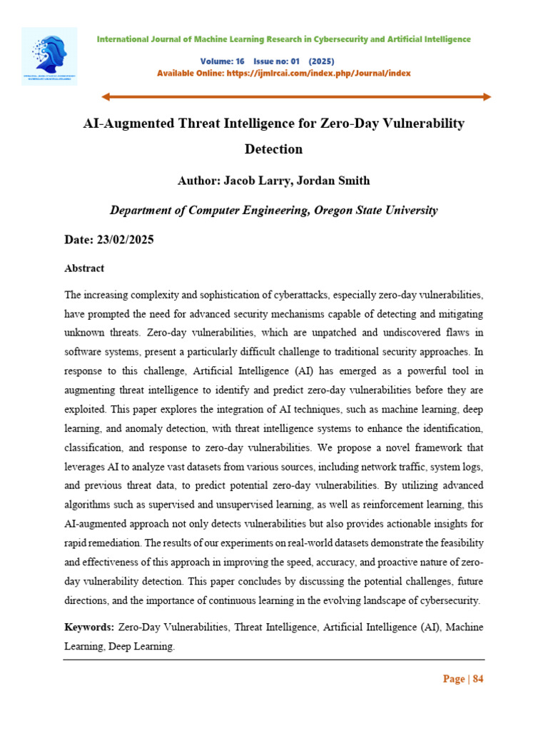 AI Augmented Threat Intelligence for Zero Day Vulnerability Detection ...