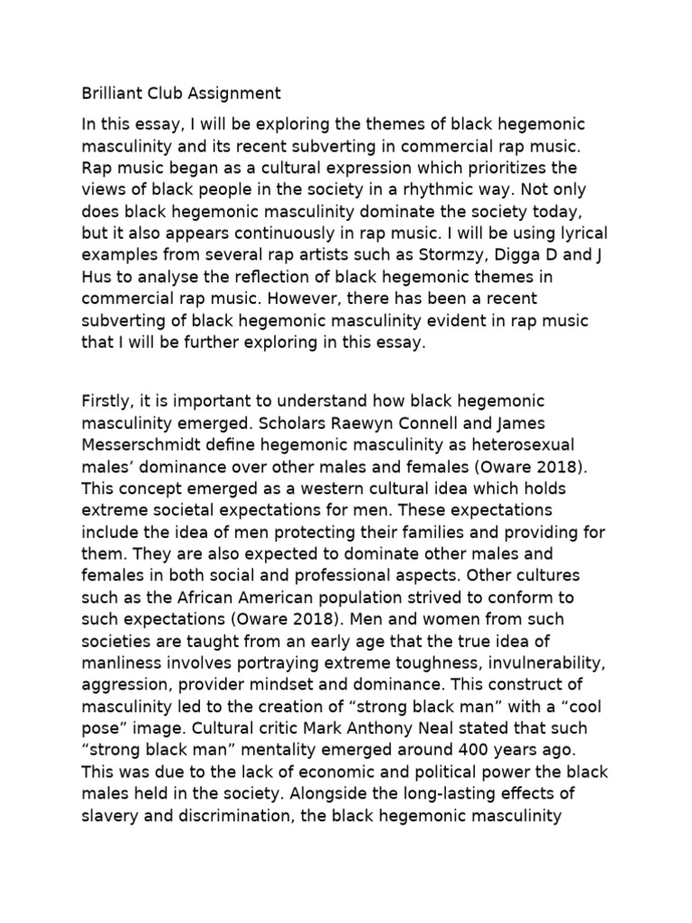 Brilliant Club Assignment | PDF | Masculinity | Sexism