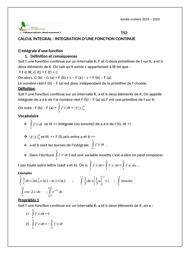 Cours Integral | PDF | Intégral | Analyses