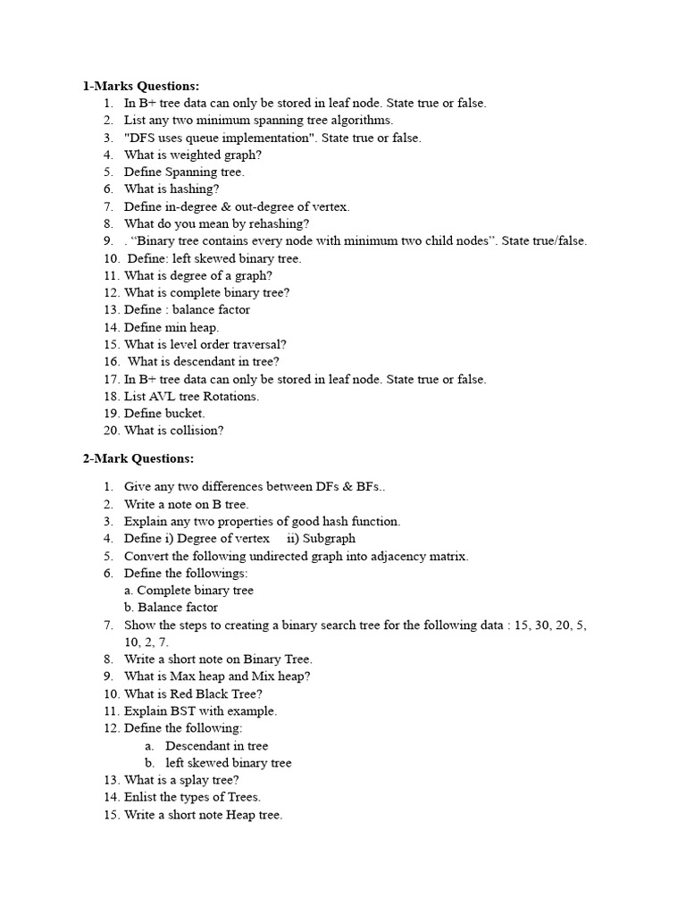 DSA-2 Question Bank | PDF | Algorithms And Data Structures ...
