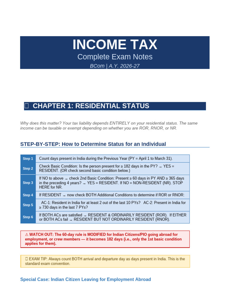 Income Tax Complete Module Notes | PDF | Employee Benefits | Salary