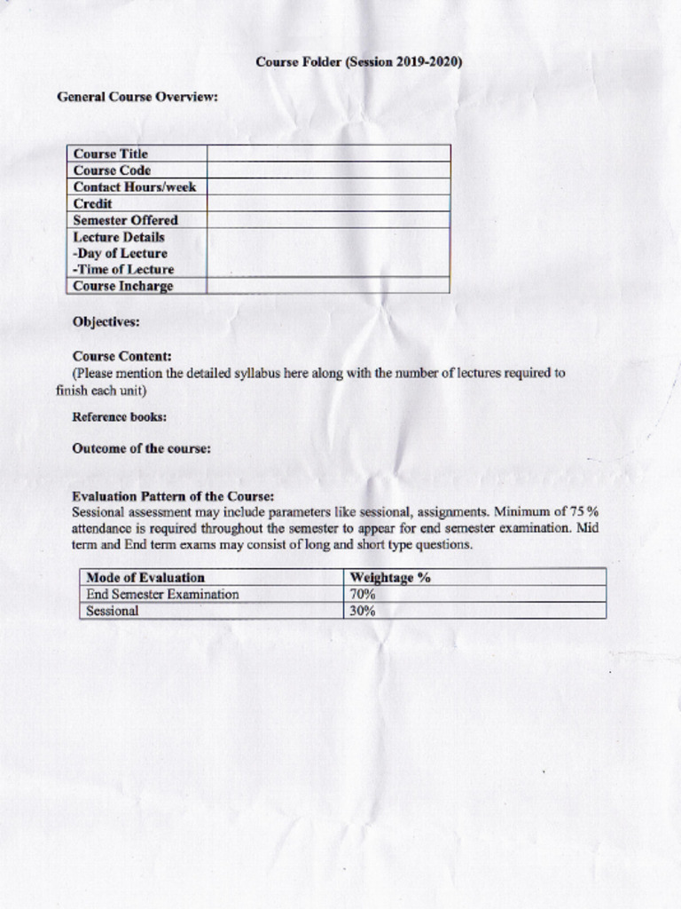 Course Folder Format | PDF