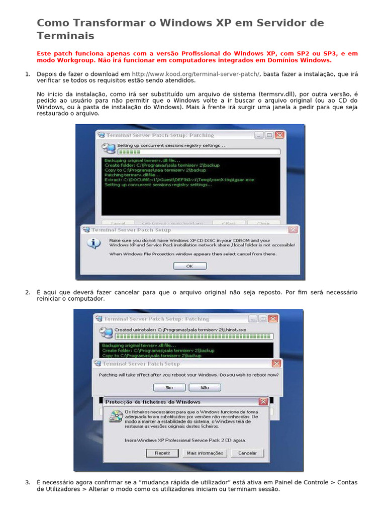Windows XP Como Servidor de Terminais | PDF | Microsoft Windows ...