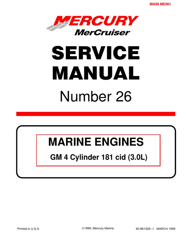 Mercruiser 4 Cyl 3.0 Service Manual | Gasoline | Internal Combustion Engine