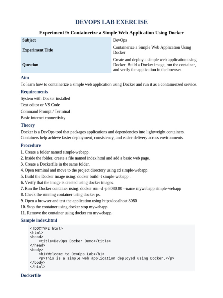 Devops Docker Experiment | PDF | Directory (Computing) | Computer ...