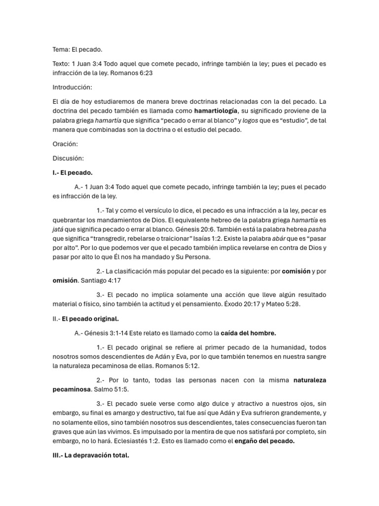 El Pecado | PDF | Pecado | Creencia religiosa y doctrina