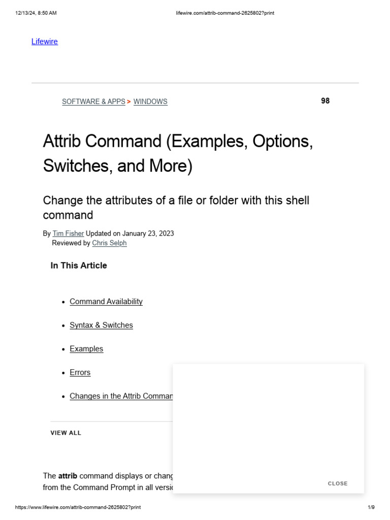 Lifewire.com Attrib Command 2625802 Print | PDF | Computer File ...