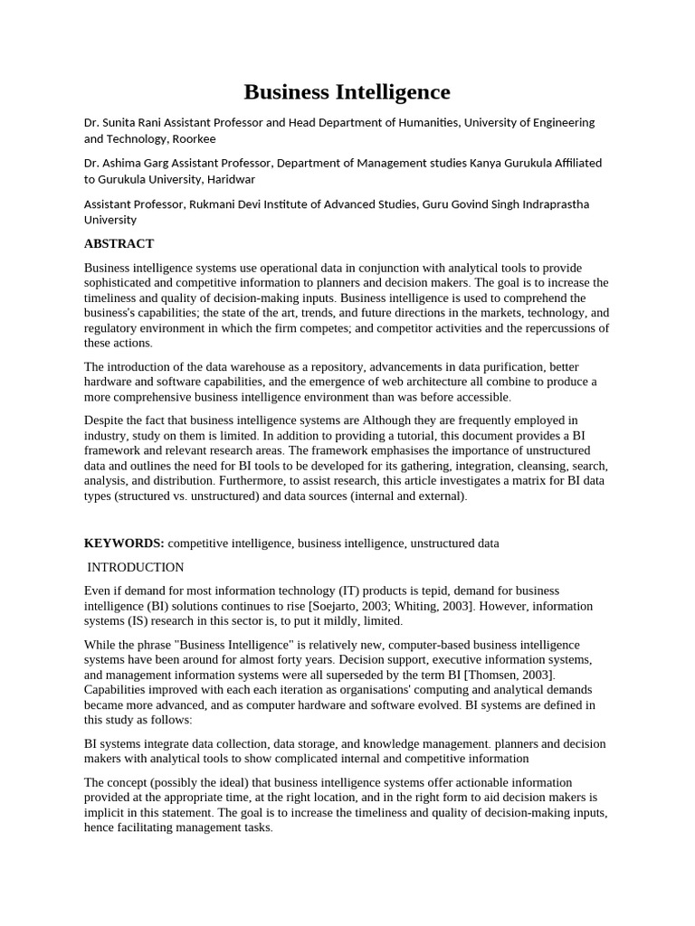 Business Intelligence Mba | PDF | Business Intelligence | Decision ...