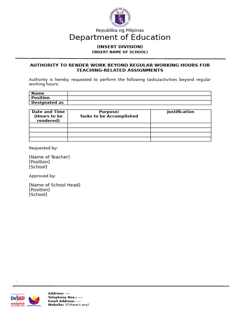 [02] Authority to Render Work Beyond Regular Work Hours | PDF