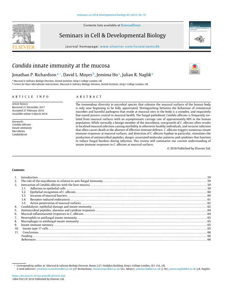 Candida Innate Immunity at the Mucosa | PDF | Candida (Fungus ...
