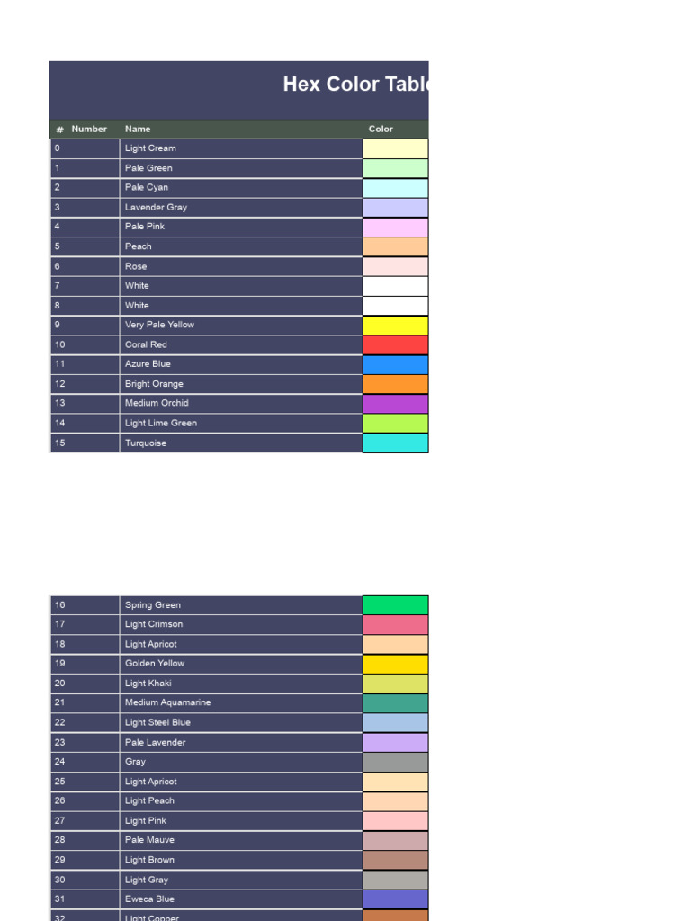 Audition Nexus Color Chart - Colors | PDF | Blue | Green