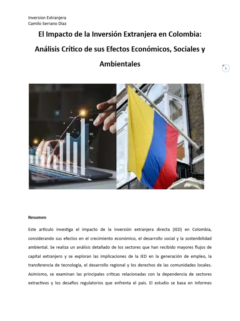 El Impacto de la Inversión Extranjera en Colombia Análisis Crítico de ...