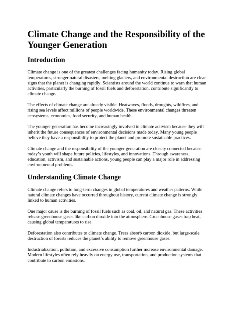 Climate Change and the Responsibility of the Younger Generation | PDF ...