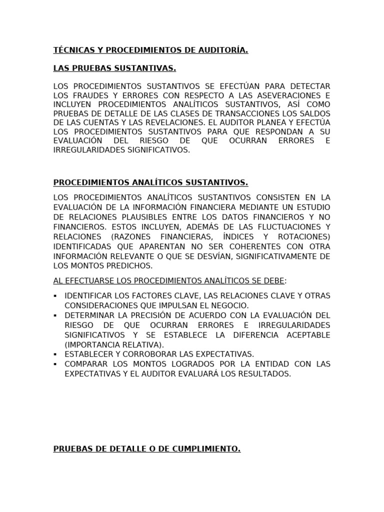Tecnicas y Procedimientos de Auditoria | PDF | Auditoría