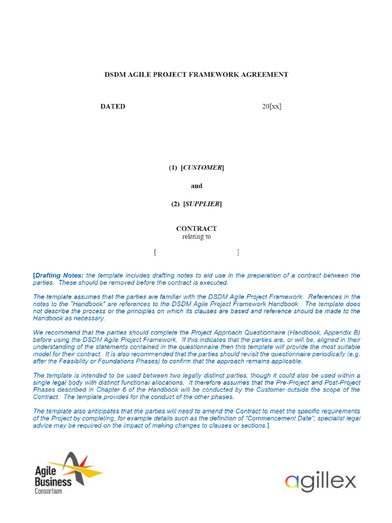 Agile Project Framework Contract Template | PDF