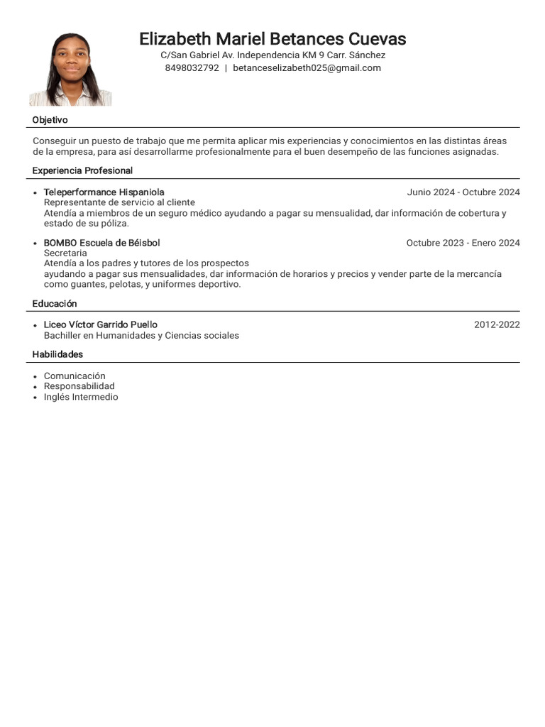 CV Elizabeth B | PDF