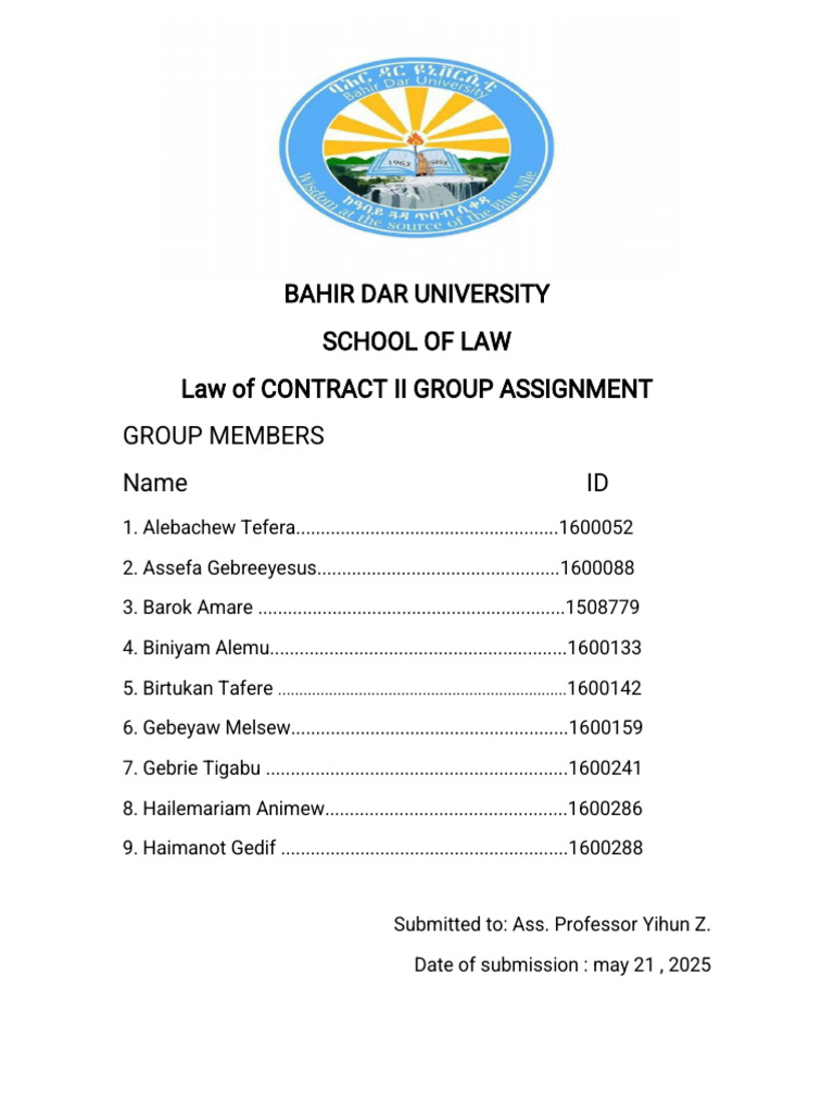 Contract II Group Assignment (Two)(1) | PDF