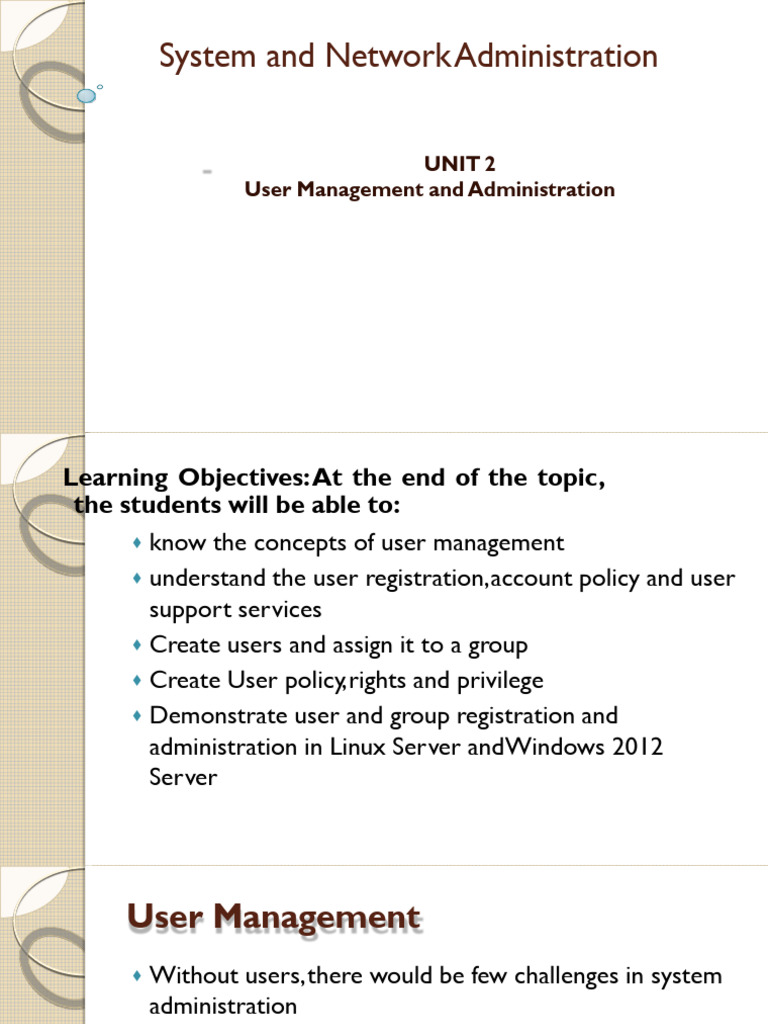 UNIT 2_UserManagement (1) | PDF | Sudo | User (Computing)