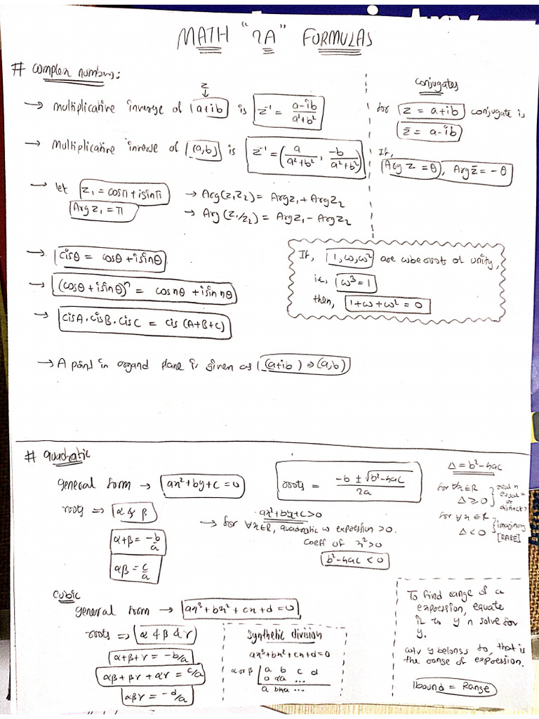 Math 2a Formulas | PDF