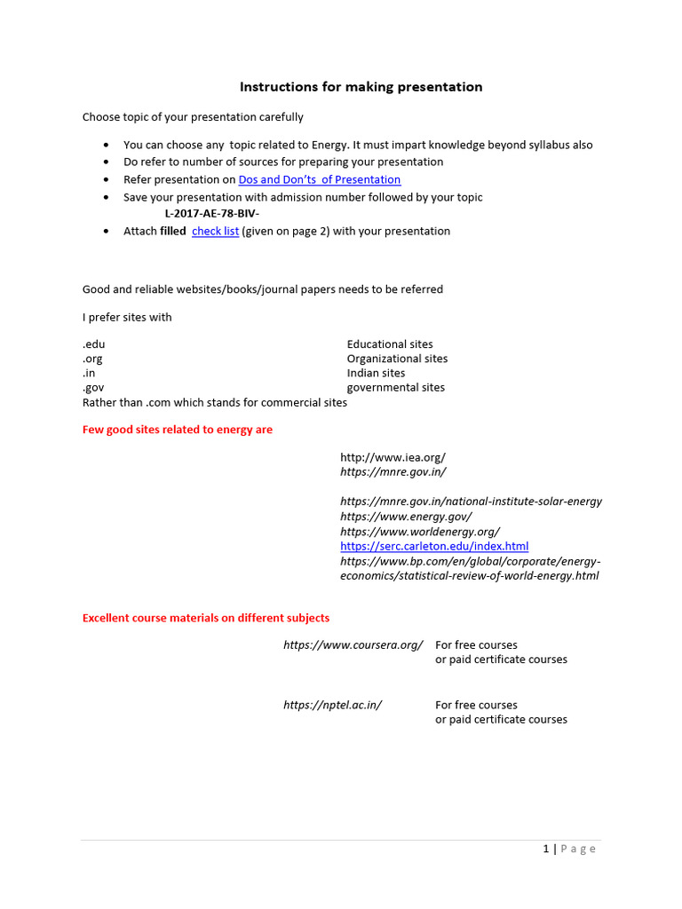 Instructions for Making Presentation | PDF