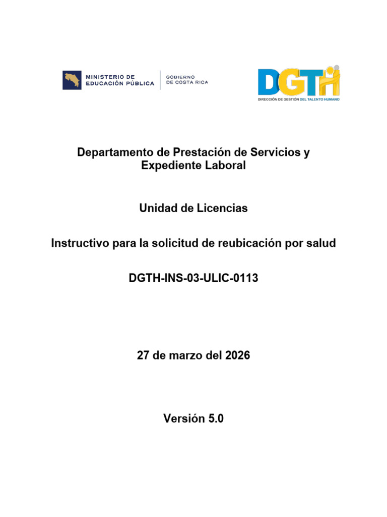 DGTH INS 03 ULIC 0113 Reubicaciones Por Salud V5 27 03 2027 | PDF ...