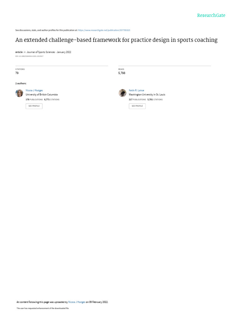 PrePrint ChallengeFrameworkforCOACHING DEC2021 JSS | PDF | Learning ...