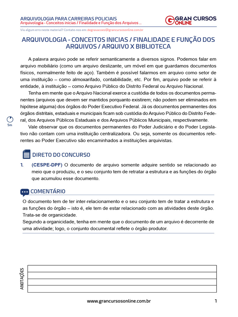 Aula 2 - Arquivologia - Conceitos Inicias - Finalidade e Função Dos ...