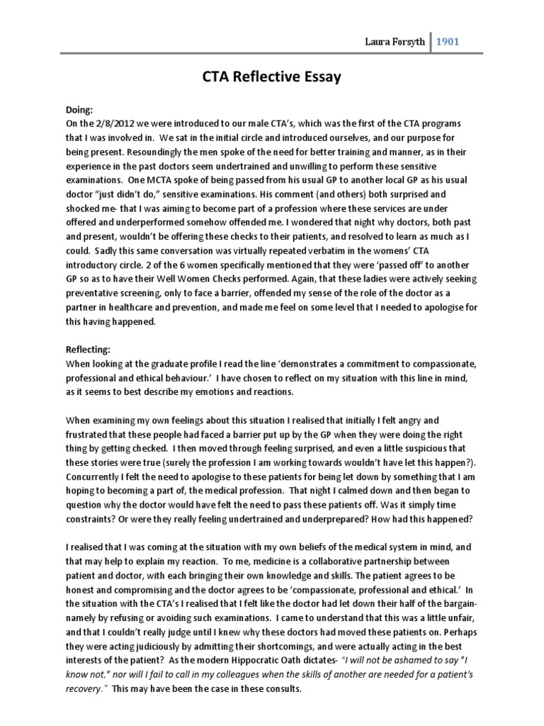 Reflection paper of a doctor picture