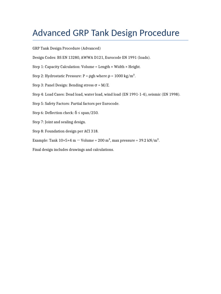 Advanced GRP Tank Design | PDF | Pascal (Unit) | Pressure