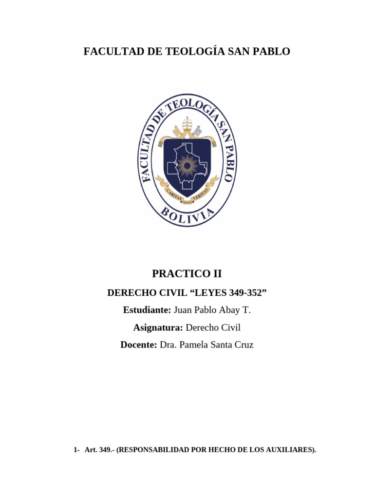 Practico de Derecho Civil Codigo 349-352 | PDF | Daños y perjuicios