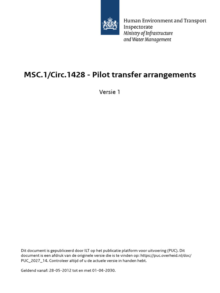 MSC.1Circ.1428 - Pilot Transfer Arrangements | PDF
