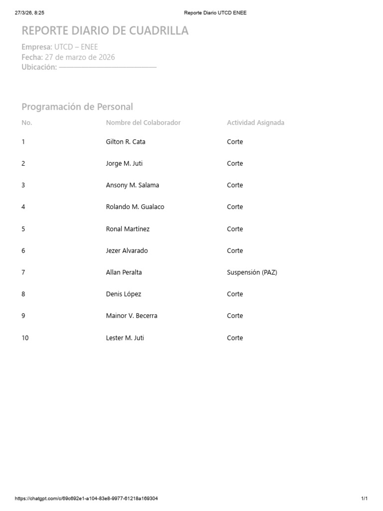 Reporte Diario UTCD ENEE | PDF