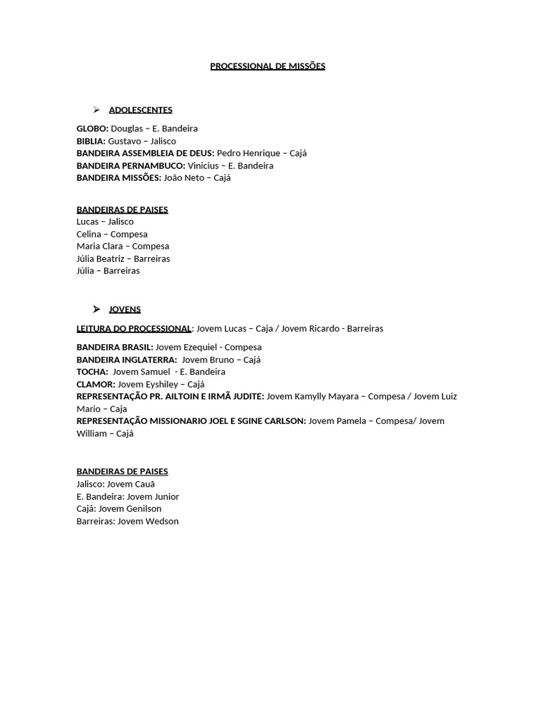 Processional de Missões | PDF
