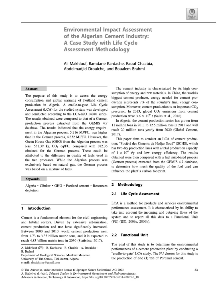 6. Environmental Impact Assessment of the Algerian Cement Industry ...