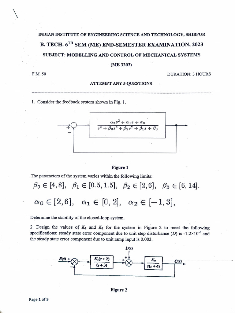MCMS Endsem 2023 | PDF | Control Theory | Applied Mathematics