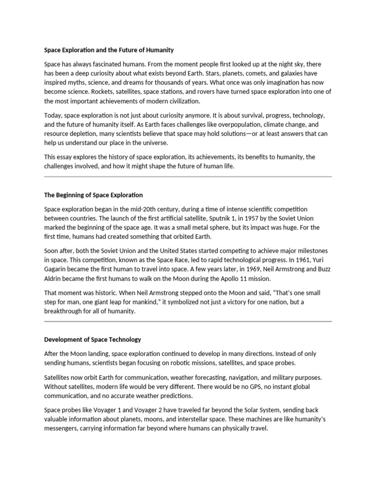 Space Exploration and the Future of Humanity | PDF | Space Exploration ...