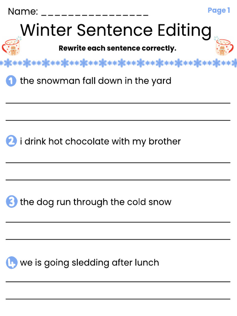 Sentence Edit Winter | PDF