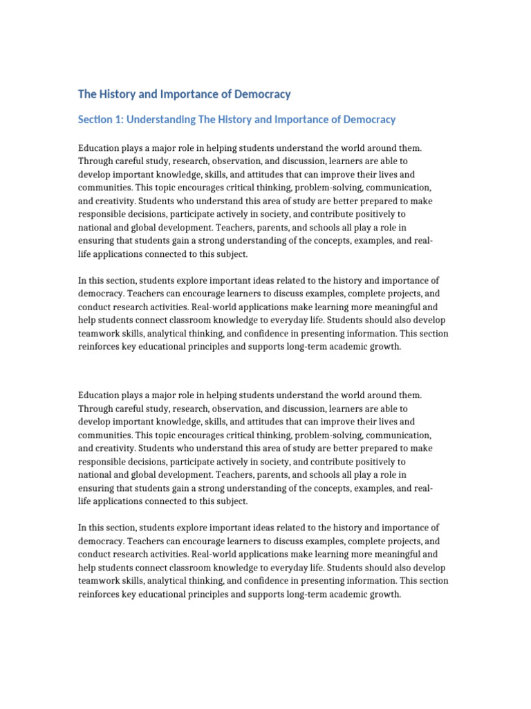 10 the History and Importance of Democracy | PDF | Learning | Critical ...