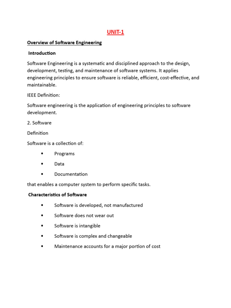 UNIT-1 SE | PDF | Agile Software Development | Software Testing