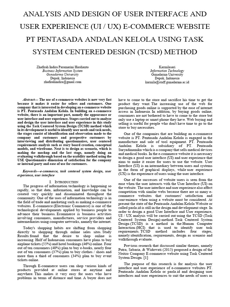 Analysis and Design of User Interface and User Experience (UI-UX) E ...