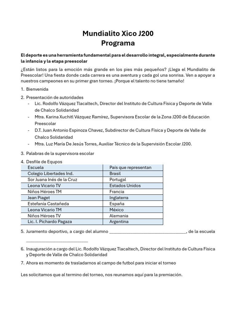 Mundialito Xico J200 | PDF